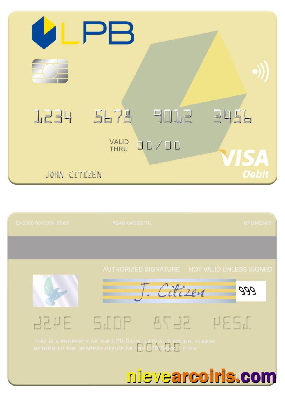 Latvia LPB Bank visa debit card